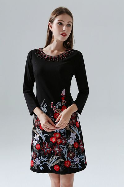 new heavy-duty mom middle-aged and elderly plus-size dress spring embroidery spring 2020 spring, Black;gray
new heavy-duty mom middle-aged and elderly plus-size dress spring embroidery spring 2020 spring, Black;gray