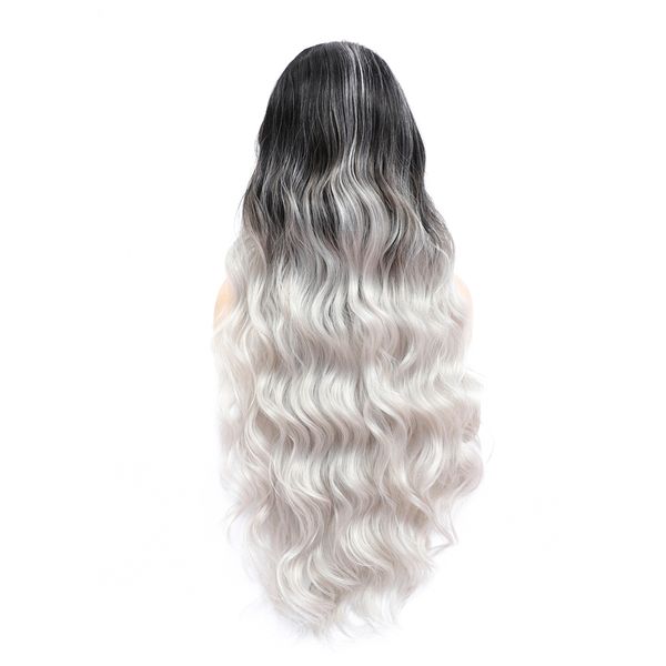 costume accessories deep wave lace frontal wigs synthetic wig 32inch natural wave hair ombre black roots white colored part lace front, Silver
costume accessories deep wave lace frontal wigs synthetic wig 32inch natural wave hair ombre black roots white colored part lace front, Silver