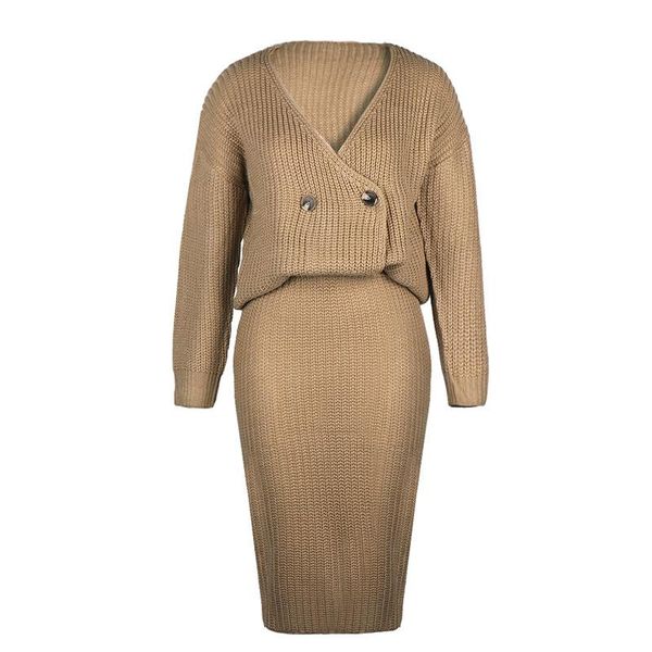 women's tracksuits autumn and winter solid color knitwear v-neck sweater short skirt casual suit cardigan knitted, Gray
women's tracksuits autumn and winter solid color knitwear v-neck sweater short skirt casual suit cardigan knitted, Gray