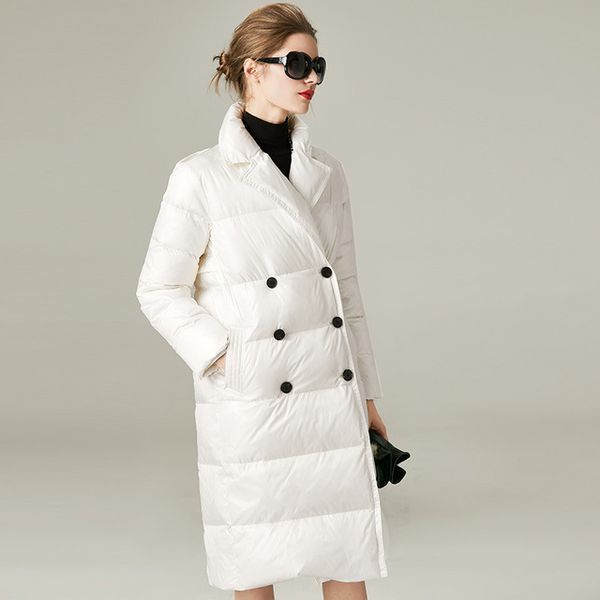 double thick breasted mode plus 300g filling female parkas on the thickest knee 90% duck down coat f671, Black
double thick breasted mode plus 300g filling female parkas on the thickest knee 90% duck down coat f671, Black