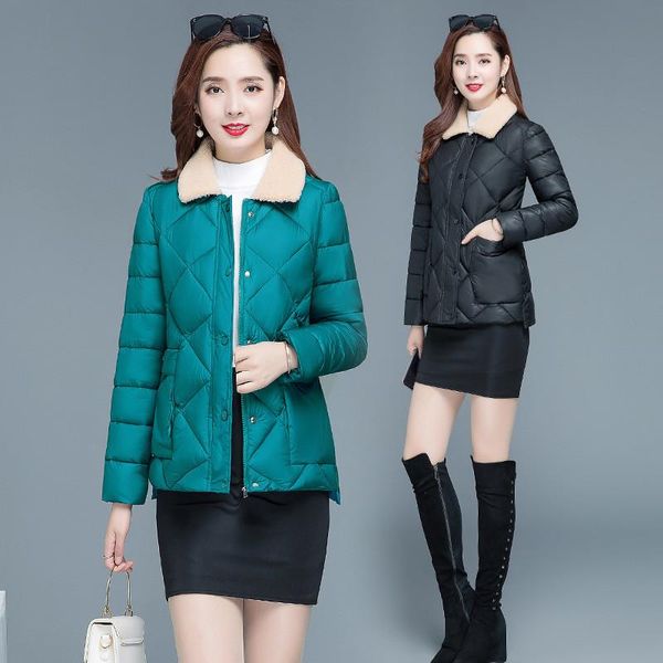 women's down & parkas elegant temperament slim short padded jacket autumn winter small fur collar fashion warm zipper, Black
women's down & parkas elegant temperament slim short padded jacket autumn winter small fur collar fashion warm zipper, Black