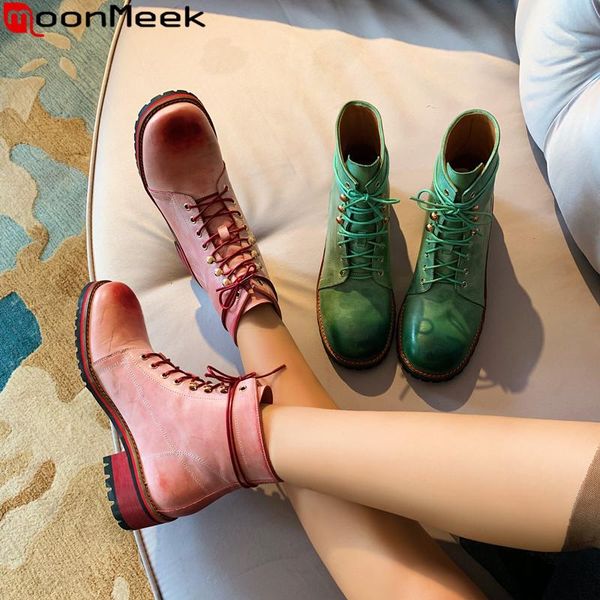 boots moonmeek fashion ankle for women round toe lace up genuine leather square heels autumn winter motorcycles, Black
boots moonmeek fashion ankle for women round toe lace up genuine leather square heels autumn winter motorcycles, Black
