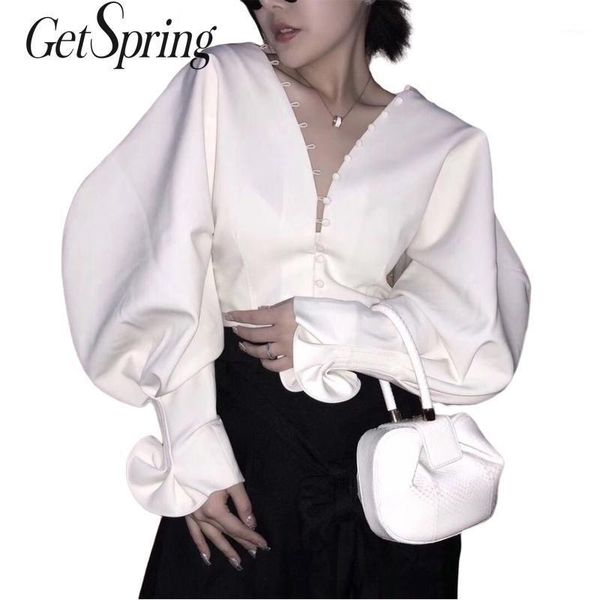 getsring women shirt blouse vintage v neck women blouses white ruffle blouses batting shirts korean 2019 spring1
getsring women shirt blouse vintage v neck women blouses white ruffle blouses batting shirts korean 2019 spring1