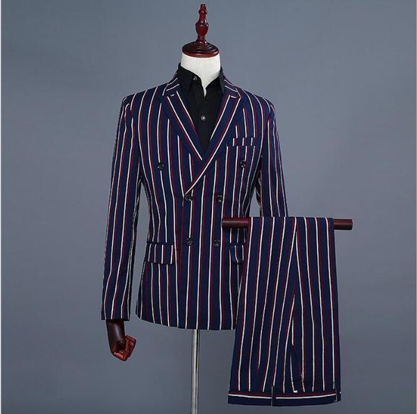 men's suits & blazers 2021 double breasted stripe suit mens wedding british fashion 2 pcs sets men costume homme mariage slim jackets, White;black
men's suits & blazers 2021 double breasted stripe suit mens wedding british fashion 2 pcs sets men costume homme mariage slim jackets, White;black