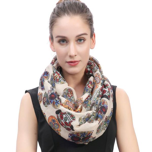 scarves day of the dead multicolored sugar skull print infinity circle women's scarf soft lightweight for all seasons, Blue;gray
scarves day of the dead multicolored sugar skull print infinity circle women's scarf soft lightweight for all seasons, Blue;gray