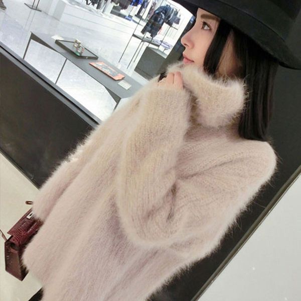 turtleneck knitted fluffy plush women's sweater long sleeve pink sweet female pullover autumn winter loose jumpers apricot 201017, White;black
turtleneck knitted fluffy plush women's sweater long sleeve pink sweet female pullover autumn winter loose jumpers apricot 201017, White;black