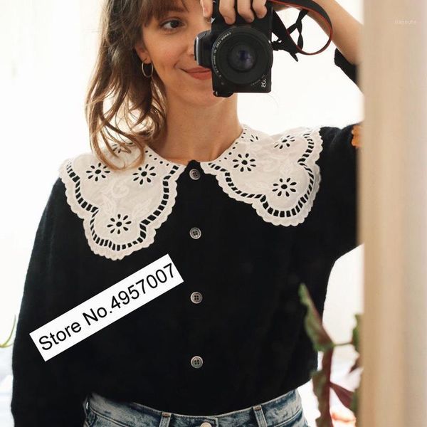 ladies knitting wool blend cardigan with hollow out embroidery lapel patchwork - women 2020 sweater jumper1, White
ladies knitting wool blend cardigan with hollow out embroidery lapel patchwork - women 2020 sweater jumper1, White