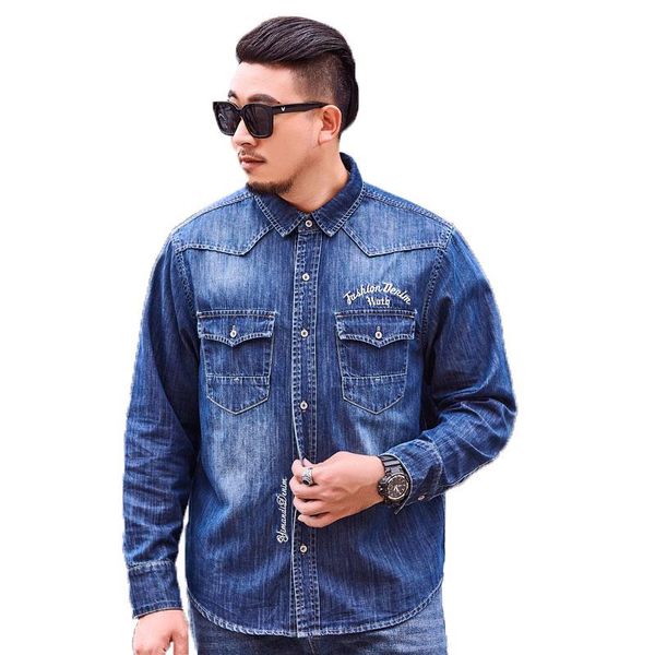 6xlnew spring and autumn men's soil slim embroidery long-sleeved large size denim shirt men's long-sleeved thin coat denim shirt, White;black
6xlnew spring and autumn men's soil slim embroidery long-sleeved large size denim shirt men's long-sleeved thin coat denim shirt, White;black