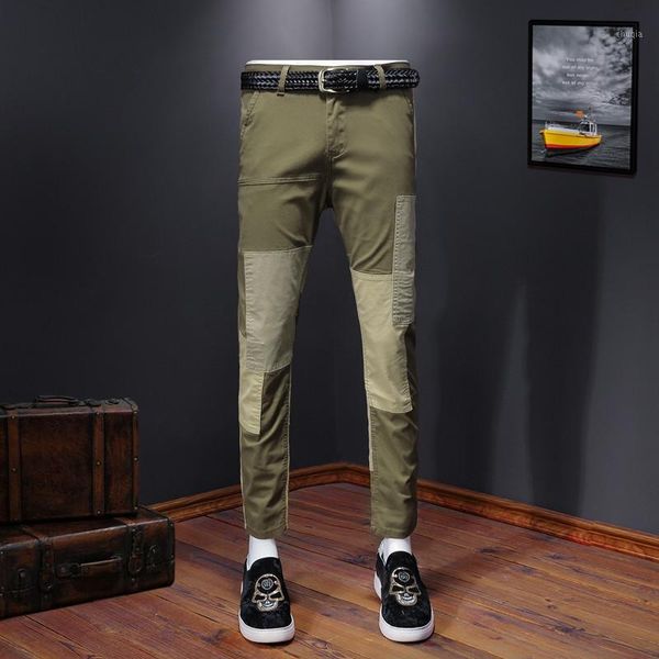 fashion mens summer jeans slim patchwork casual high street lightweight stretch capris youth cargo pants for men1, Blue 
fashion mens summer jeans slim patchwork casual high street lightweight stretch capris youth cargo pants for men1, Blue