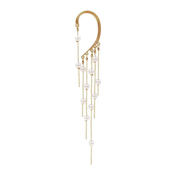 zzgoddess pearl tassel bone hook without temperament hole ear clip, Silver 
zzgoddess pearl tassel bone hook without temperament hole ear clip, Silver