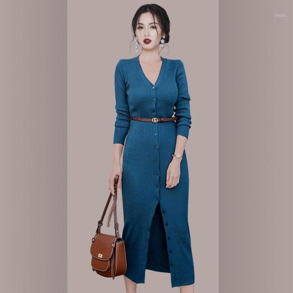 coigarsam fashion knitting women dress spring single breasted dresses beautiful blue black send belt 88021, Black;gray
coigarsam fashion knitting women dress spring single breasted dresses beautiful blue black send belt 88021, Black;gray