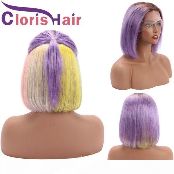 colorful human hair bob wig 13x4 closure highlight rainbow 1b rose purple glueless peruvian ombre straight lace front wigs for black women, Black;brown
colorful human hair bob wig 13x4 closure highlight rainbow 1b rose purple glueless peruvian ombre straight lace front wigs for black women, Black;brown