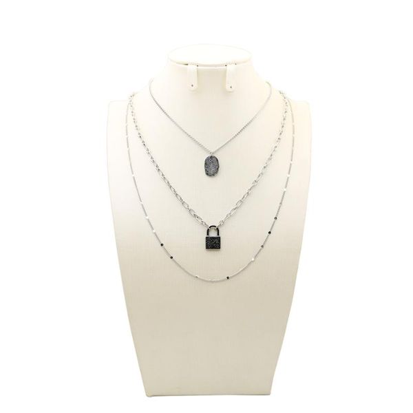 chains retro temperament geometric pendant necklace with simple lock multi - layer versatile, Silver
chains retro temperament geometric pendant necklace with simple lock multi - layer versatile, Silver