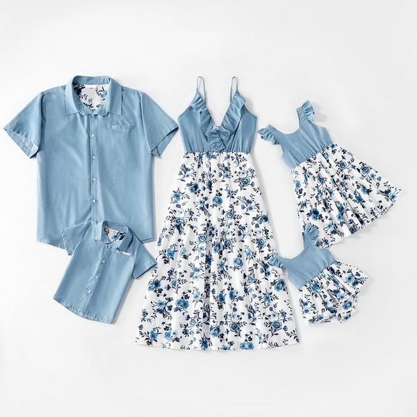 2021 new spring summer family matching clothes 5pcs sets mother father daughter son baby floral dress bodysuit shirt e2002, Blue
2021 new spring summer family matching clothes 5pcs sets mother father daughter son baby floral dress bodysuit shirt e2002, Blue