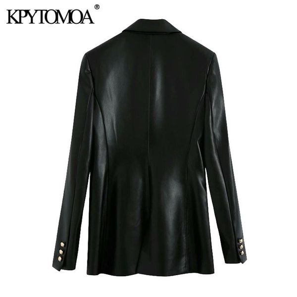 kpytomoa women 2020 fashion double breasted faux leather blazers coat vintage long sleeve back vents female outerwear chic, White;black
kpytomoa women 2020 fashion double breasted faux leather blazers coat vintage long sleeve back vents female outerwear chic, White;black