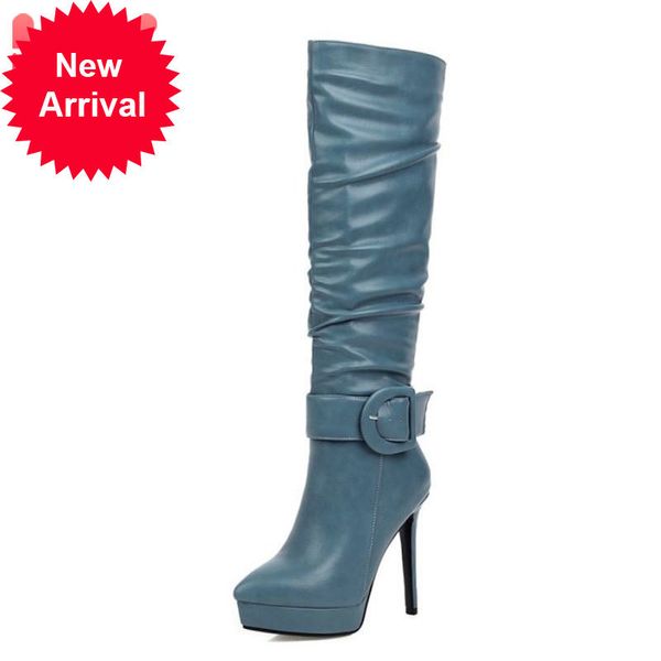plus size 32-46 platform fashion knee high boots for pointed toe-high heels women's shoes, Black
plus size 32-46 platform fashion knee high boots for pointed toe-high heels women's shoes, Black