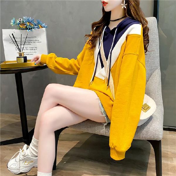 women's hoodies & sweatshirts contrast color female hooded loose casual matching foreign style trendy mid-length women sweatshirt, Black
women's hoodies & sweatshirts contrast color female hooded loose casual matching foreign style trendy mid-length women sweatshirt, Black