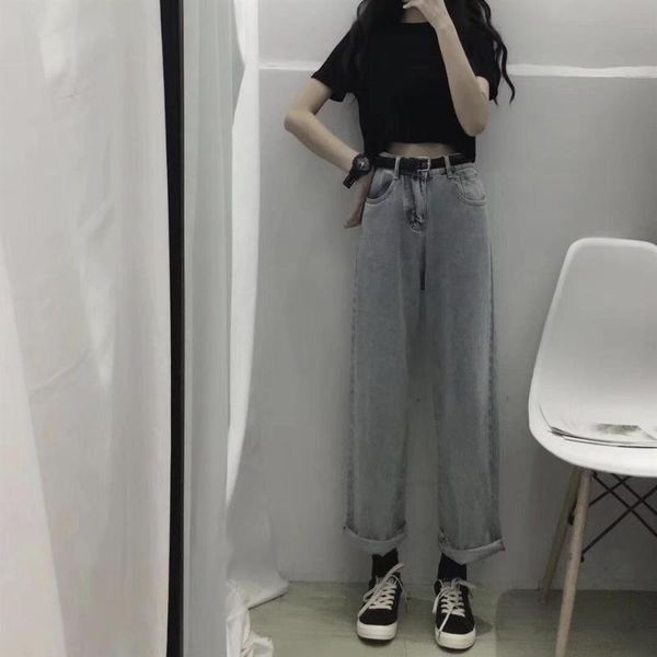 spring and autumn light loose high waist jeans women's straight wide-legged pants trousers, Blue
spring and autumn light loose high waist jeans women's straight wide-legged pants trousers, Blue