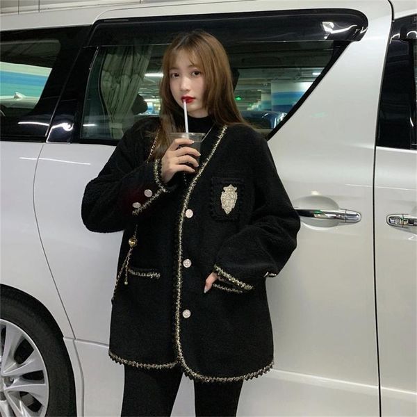 women's fur & faux winter jacket women 2021 single breasted embroidery lamb coat warm thick fashion loose plush ladies, Black
women's fur & faux winter jacket women 2021 single breasted embroidery lamb coat warm thick fashion loose plush ladies, Black