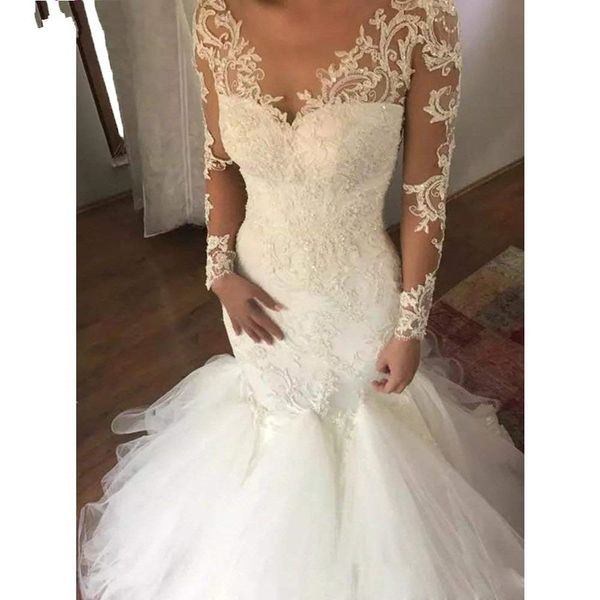 2022 spring long sleeves mermaid wedding dresses bridal gowns deep v neck appliques lace tulle bride formal dress illusion back buttons cust, White
2022 spring long sleeves mermaid wedding dresses bridal gowns deep v neck appliques lace tulle bride formal dress illusion back buttons cust, White