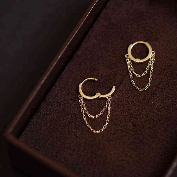 style 9k solid gold tassel chain double dangle drop earring jewelry minimal bride bridesmaid shinning gift 220108, Golden;silver
style 9k solid gold tassel chain double dangle drop earring jewelry minimal bride bridesmaid shinning gift 220108, Golden;silver