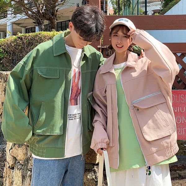 spring 2021 new baggy korean versatile fashion couple's jacket men's, Black;brown 
spring 2021 new baggy korean versatile fashion couple's jacket men's, Black;brown