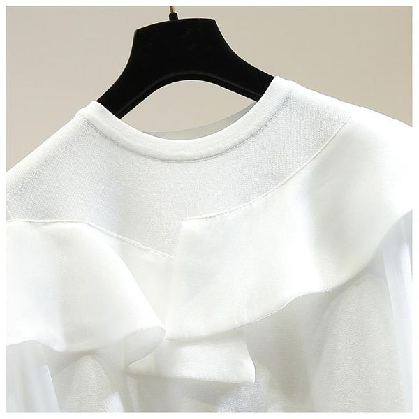 high-end temperament irregular ruffled chiffon long sleeve stitching ice silk sweater loose women's pullover jumper top, White;black
high-end temperament irregular ruffled chiffon long sleeve stitching ice silk sweater loose women's pullover jumper top, White;black