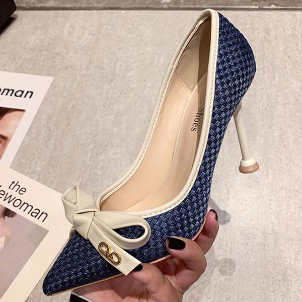 2020 summer fashion women 9.5cm or 6.5cm thin high heels pumps metal bow blue pumps pointed toe gray pumps lady valentine shoes c1120, Black
2020 summer fashion women 9.5cm or 6.5cm thin high heels pumps metal bow blue pumps pointed toe gray pumps lady valentine shoes c1120, Black