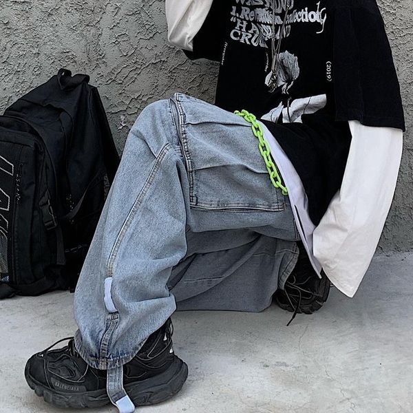 women streetwear man patchwork solid side pocket loose baggy straight long full denim pant punk hip hop casual korean jeans plus, Black;white
women streetwear man patchwork solid side pocket loose baggy straight long full denim pant punk hip hop casual korean jeans plus, Black;white