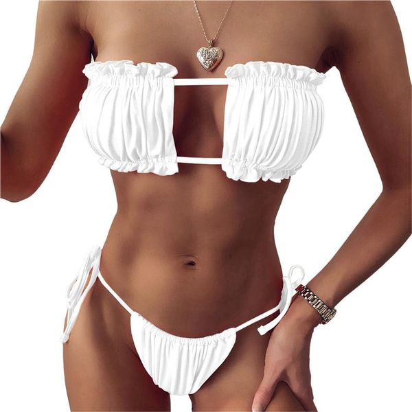 women's swimwear 2022 summer europe and the united states multi - color rope pleat bag split body bikini swimsuit female, White;black
women's swimwear 2022 summer europe and the united states multi - color rope pleat bag split body bikini swimsuit female, White;black