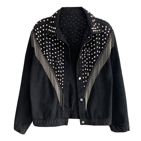 perhaps u women's denim blue black gray jacket button long sleeves jean turn down collar pocket rivet tassel c0505 y201012, Black;brown
perhaps u women's denim blue black gray jacket button long sleeves jean turn down collar pocket rivet tassel c0505 y201012, Black;brown