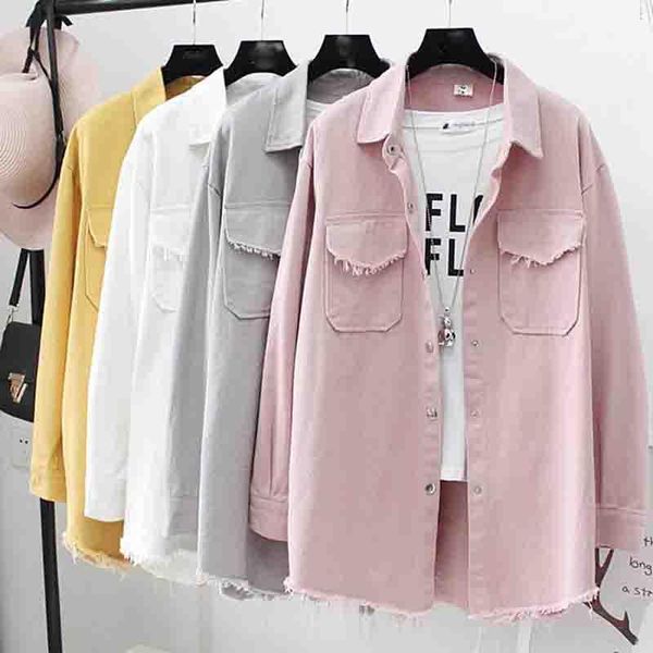 women's jackets women spring autumn denim jacket 2021 korean fashion long sleeve hairy edge loose plus size jean female casual coat, Black;brown
women's jackets women spring autumn denim jacket 2021 korean fashion long sleeve hairy edge loose plus size jean female casual coat, Black;brown