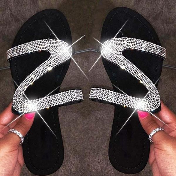 women slippers summer crystal slides outdoor shoes fashion bling flip flops femme flat beach slippers big size 35-43, Black
women slippers summer crystal slides outdoor shoes fashion bling flip flops femme flat beach slippers big size 35-43, Black