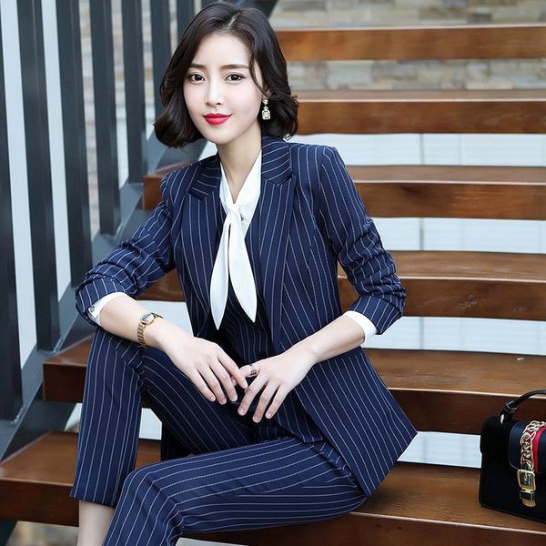 women's two piece pants womens elegant blue striped 3 sets work pencil suits for women blazer vest waistcoat trouser outfits ladies 202, White
women's two piece pants womens elegant blue striped 3 sets work pencil suits for women blazer vest waistcoat trouser outfits ladies 202, White