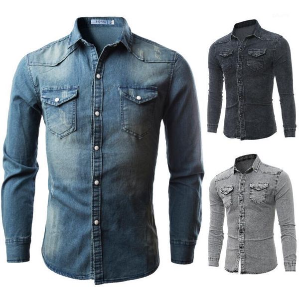 fashion men's vintage washed denim shirts casual style slim fit button shirt pocket long sleeve jeans blouse male1, White;black
fashion men's vintage washed denim shirts casual style slim fit button shirt pocket long sleeve jeans blouse male1, White;black