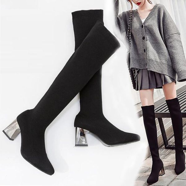 fashion women boots stretch pointed toe high heel female shoes winter slip-on over the knee high boots botas mujer invierno 20201, Black
fashion women boots stretch pointed toe high heel female shoes winter slip-on over the knee high boots botas mujer invierno 20201, Black