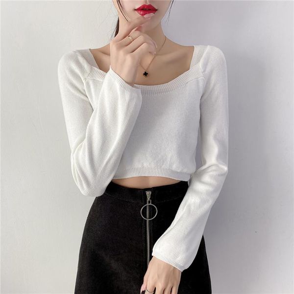 women's sweaters 2021 cropped winter thick sweater women knitted ribbed pullover square collar crop slim jumper soft warm pull femme, White;black
women's sweaters 2021 cropped winter thick sweater women knitted ribbed pullover square collar crop slim jumper soft warm pull femme, White;black