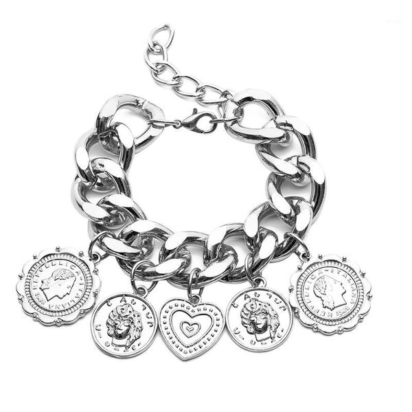 big bracket punk chain coins retro jewelry personality relief portrait geometric bracelets hip hop silver1, Golden;silver
big bracket punk chain coins retro jewelry personality relief portrait geometric bracelets hip hop silver1, Golden;silver