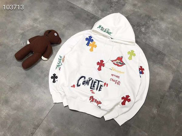 spring crosin women's full body printed cross stitch leather label hooded sweater, Black
spring crosin women's full body printed cross stitch leather label hooded sweater, Black