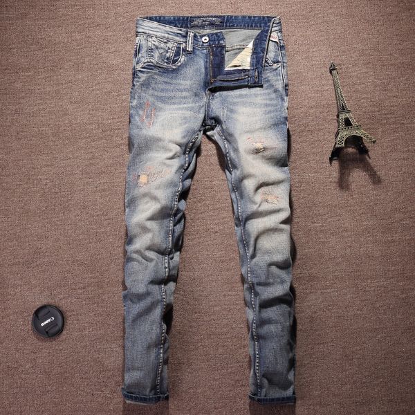 2021 new italian style fashion retro blue destroyed ripped men denim pants streetwear hip hop homme 8p2a
2021 new italian style fashion retro blue destroyed ripped men denim pants streetwear hip hop homme 8p2a
