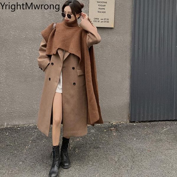 khaki gray woolen coat with knit smock cloak warm double breasted chaqueta long overcoat 2020 winter fall windbreaker korean new, Black
khaki gray woolen coat with knit smock cloak warm double breasted chaqueta long overcoat 2020 winter fall windbreaker korean new, Black