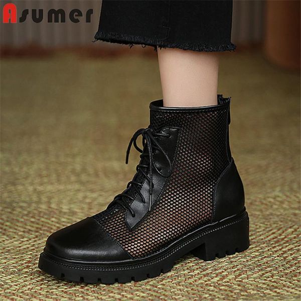 asumer 2021 genuine leather mesh boots women thick heel summer boots lace up comfortable fashion casual shoes woman ankle, Black
asumer 2021 genuine leather mesh boots women thick heel summer boots lace up comfortable fashion casual shoes woman ankle, Black