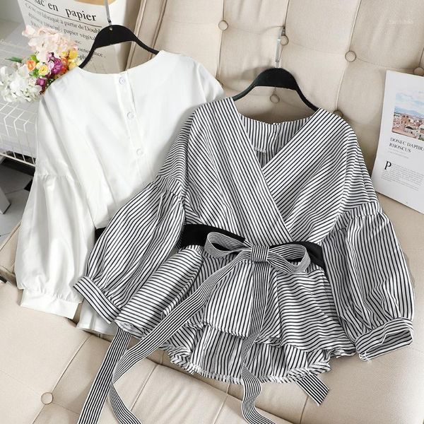 2020 new spring white office lady blouse elegant lantern sleeves v-neck bow blouse autumn women striped 1
2020 new spring white office lady blouse elegant lantern sleeves v-neck bow blouse autumn women striped 1