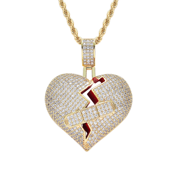 chains hip hop cubic zircon personality broken heart pendant necklace rock chain link men women jewelry, Silver
chains hip hop cubic zircon personality broken heart pendant necklace rock chain link men women jewelry, Silver