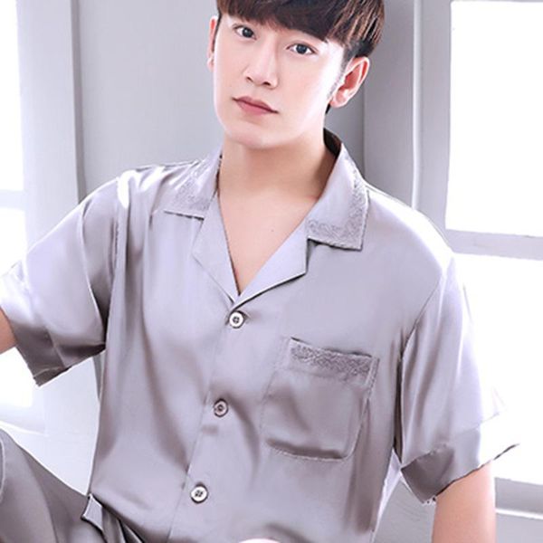 men's sleepwear sleep wear men pajamas imitation silk suit short sleeve nightgown home soft cozy pants housewear, Black;brown
men's sleepwear sleep wear men pajamas imitation silk suit short sleeve nightgown home soft cozy pants housewear, Black;brown