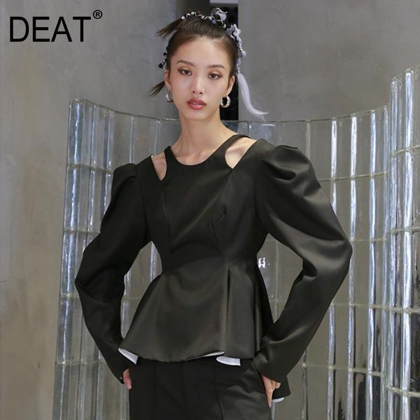 women's blouses & shirts deat autumn and winter fashion casual round neck puff sleeve backless ruffles lace up high waist coat women sg, White
women's blouses & shirts deat autumn and winter fashion casual round neck puff sleeve backless ruffles lace up high waist coat women sg, White