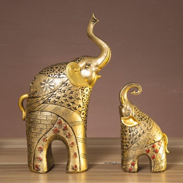 creative european-style golden elephant decoration simple home ornament resin craft gift 2pcs golden elephant resin ornaments