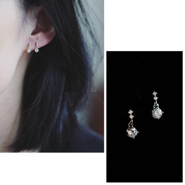 925 sterling silver simple diamond earrings women 14k gold korean temperament wedding jewelry accessories, Golden;silver
925 sterling silver simple diamond earrings women 14k gold korean temperament wedding jewelry accessories, Golden;silver