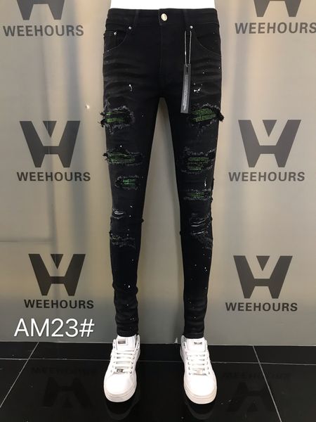 men's and women's casual hip-hop jeans currently designer luxury pants am23-22, Blue
men's and women's casual hip-hop jeans currently designer luxury pants am23-22, Blue