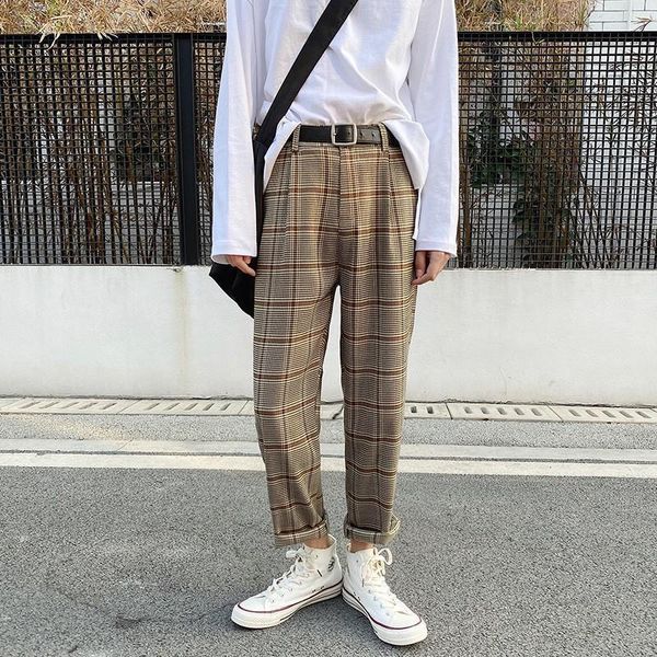 korean men plaid pants vintage ankle length trousers 2020 summer streetwear fashion pantalon homme loose checkered pant man sale, Black
korean men plaid pants vintage ankle length trousers 2020 summer streetwear fashion pantalon homme loose checkered pant man sale, Black